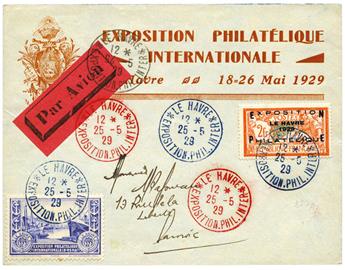 France : n°257A obl. de l´Expo. du Havre 25/5/29 sur enveloppe de l´exposition avec vignette correspondante