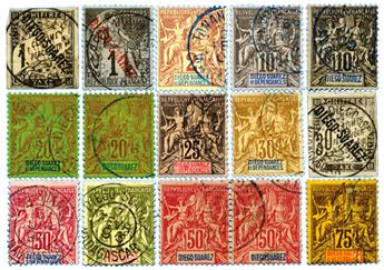Diego-Suarez : Ensemble de timbres oblitérés