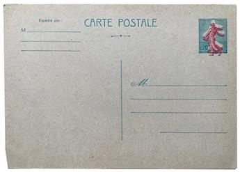 France : Entier. Carte postale Semeuse lignée de 1960