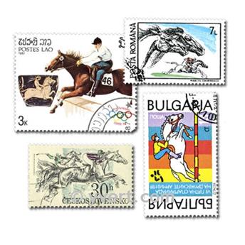 HIPPISME : pochette de 50 timbres (Oblitérés)