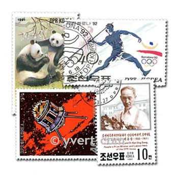 COREE DU NORD : pochette de 300 timbres (Oblitérés)