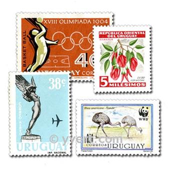 URUGUAY : pochette de 100 timbres (Oblitérés)