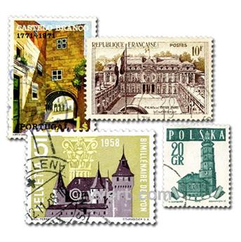 CHATEAUX : pochette de 100 timbres (Oblitérés)