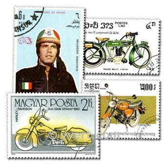 MOTOS : pochette de 100 timbres (Oblitérés)