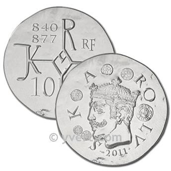 10 EUROS PLATA - FRANCIA - CARLOS EL CALVO