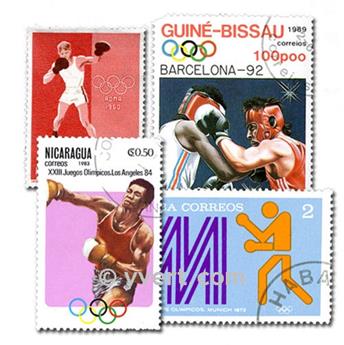 BOXE : pochette de 100 timbres (Oblitérés)