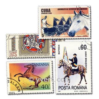 CHEVAUX  : pochette de 500 timbres (Oblitérés)