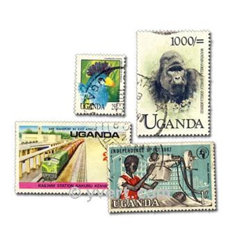 OUGANDA : pochette de 50 timbres (Oblitérés)