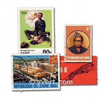 ZAIRE : pochette de 100 timbres (Oblitérés)